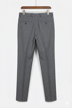 The Sterling Pinstripe: Super 150s Grey Double-Breasted Suit