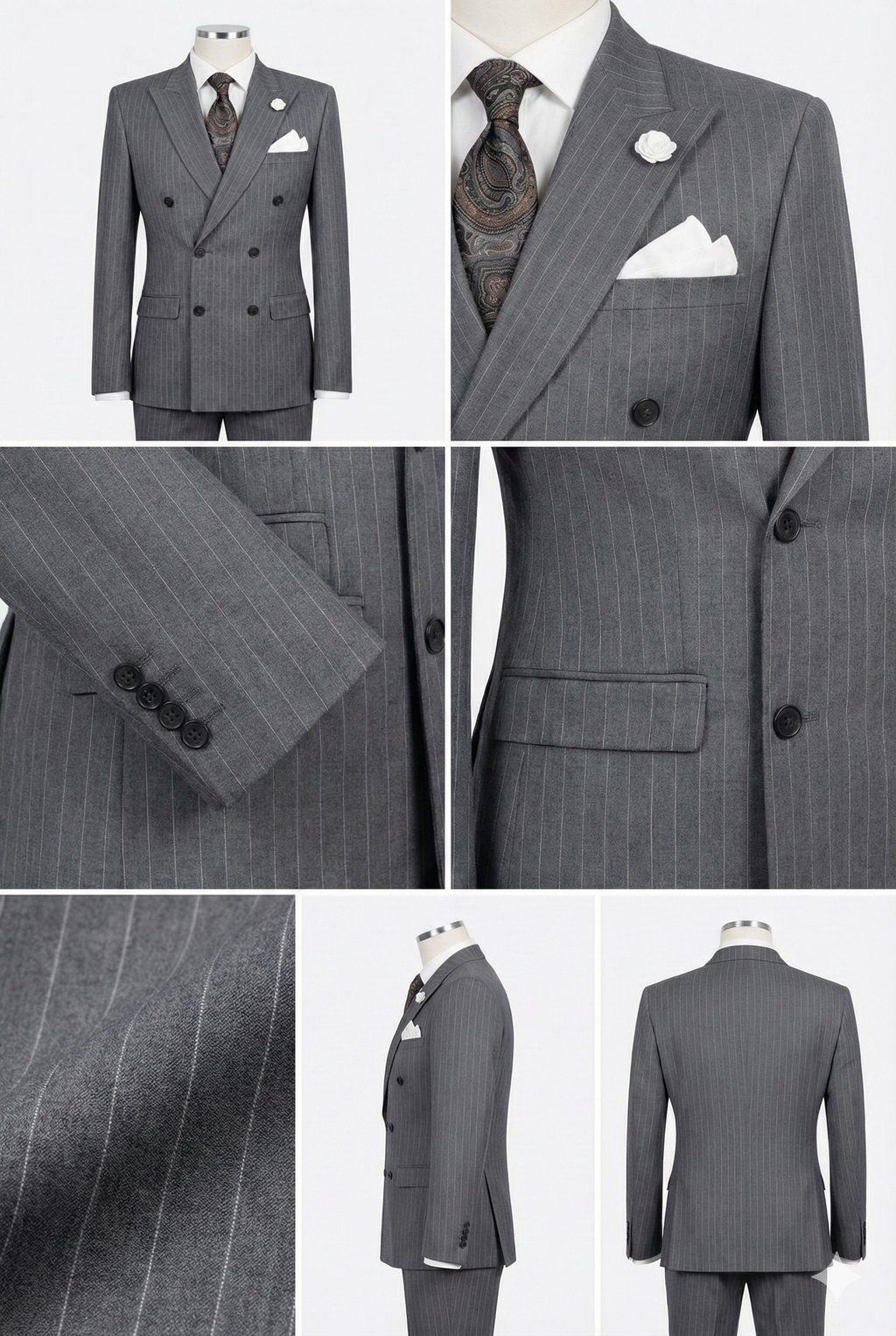 The Sterling Pinstripe: Super 150s Grey Double-Breasted Suit