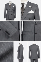 The Sterling Pinstripe: Super 150s Grey Double-Breasted Suit