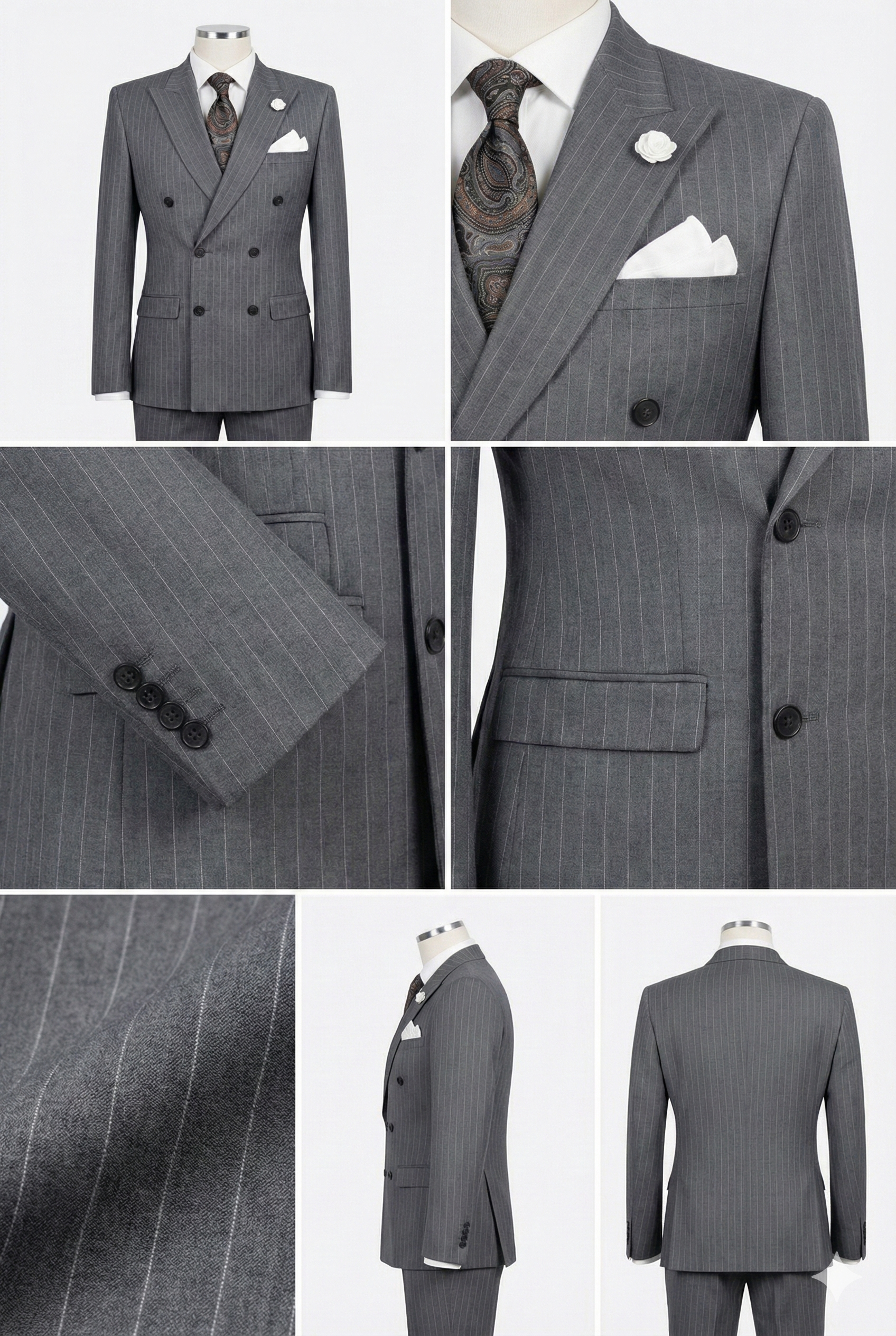 The Sterling Pinstripe: Super 150s Grey Double-Breasted Suit