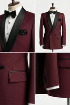 The Royal Burgundy: Double-Breasted Wedding Tuxedo