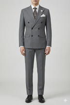 The Sterling Pinstripe: Super 150s Grey Double-Breasted Suit