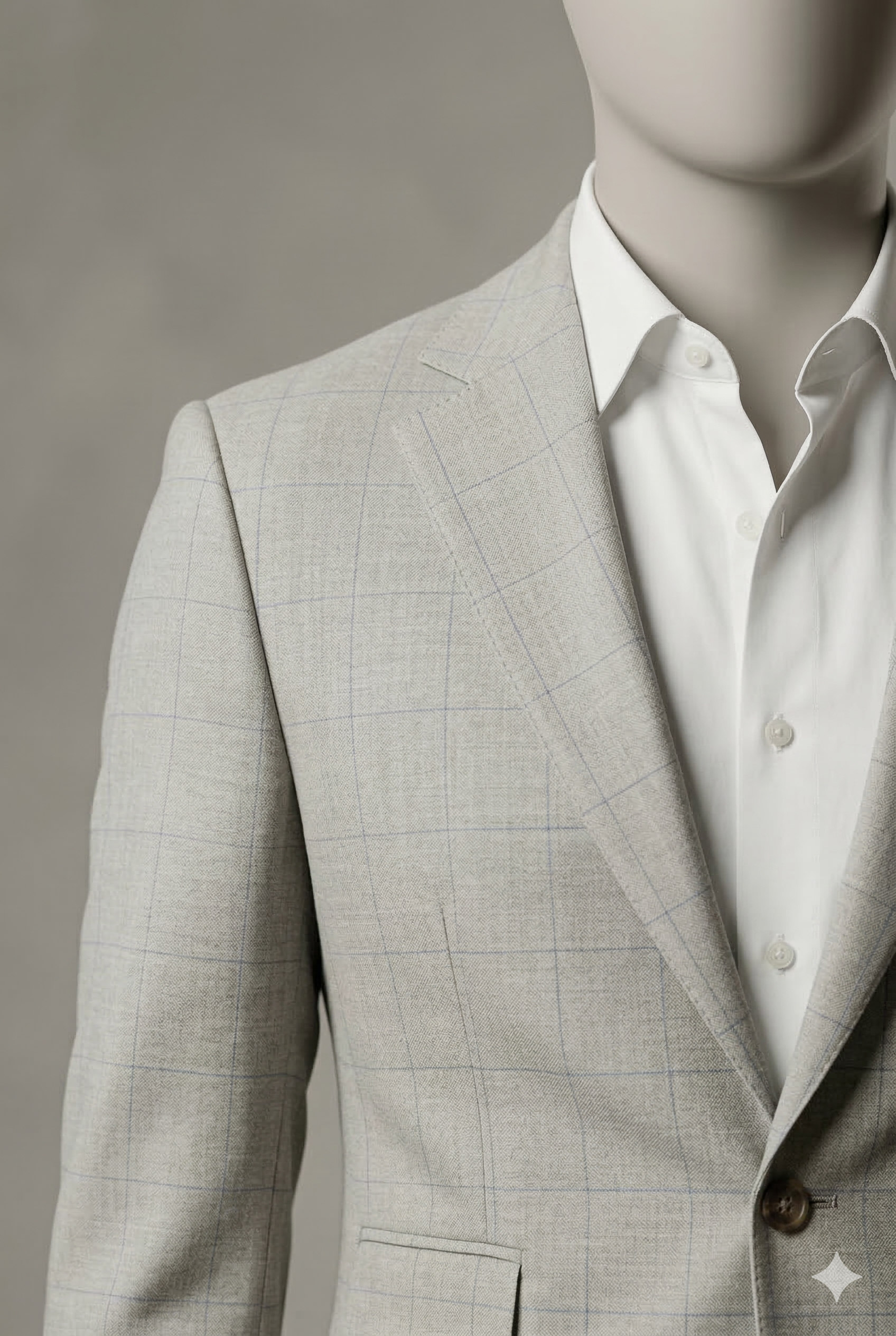 Classic Light Grey Checkered Luxury Suit