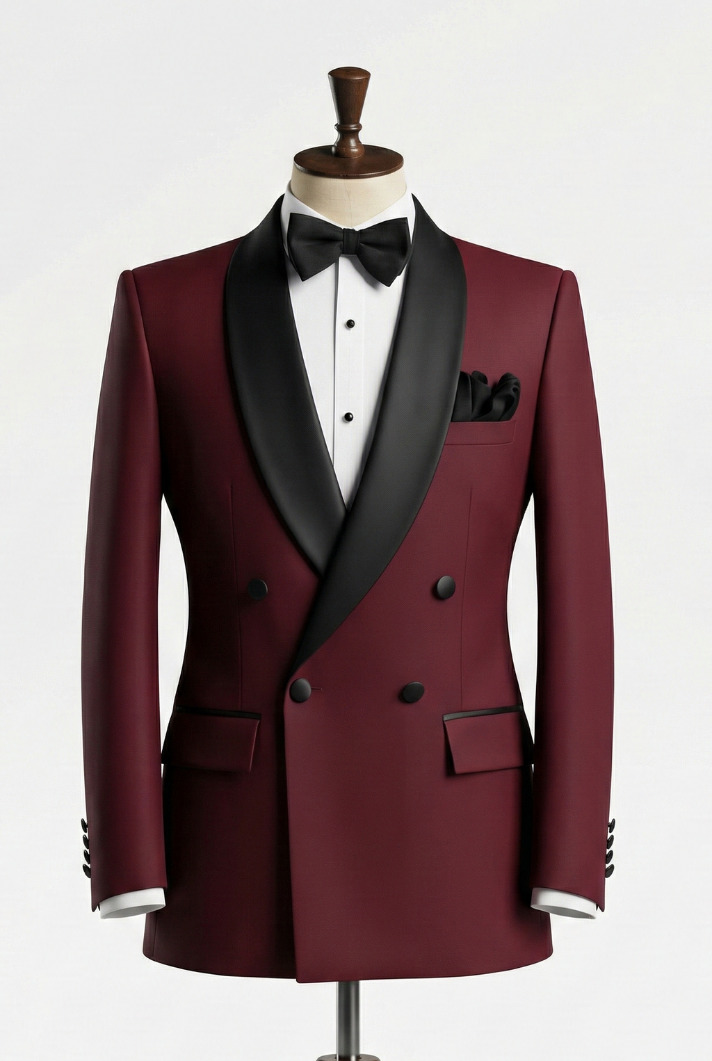 The Royal Burgundy: Double-Breasted Wedding Tuxedo