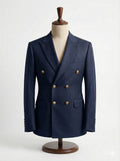 The Sovereign: Navy Double-Breasted Suit with Golden Accessories